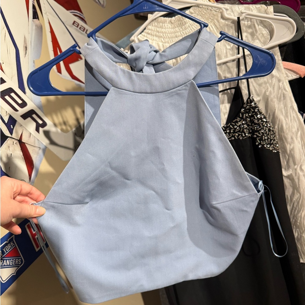 Light Blue Halter Crop Top